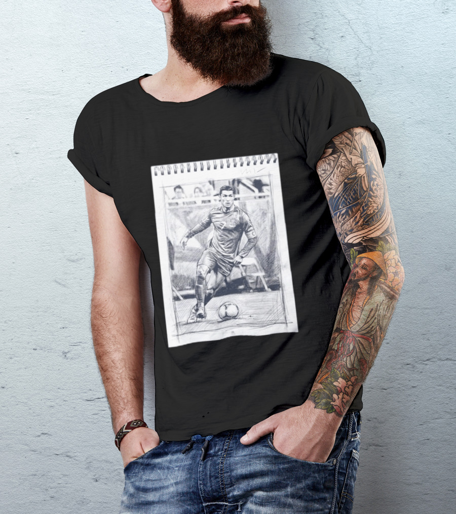 Cristiano Ronaldo CR7 Soccer Sketchbook Drawing T-Shirt