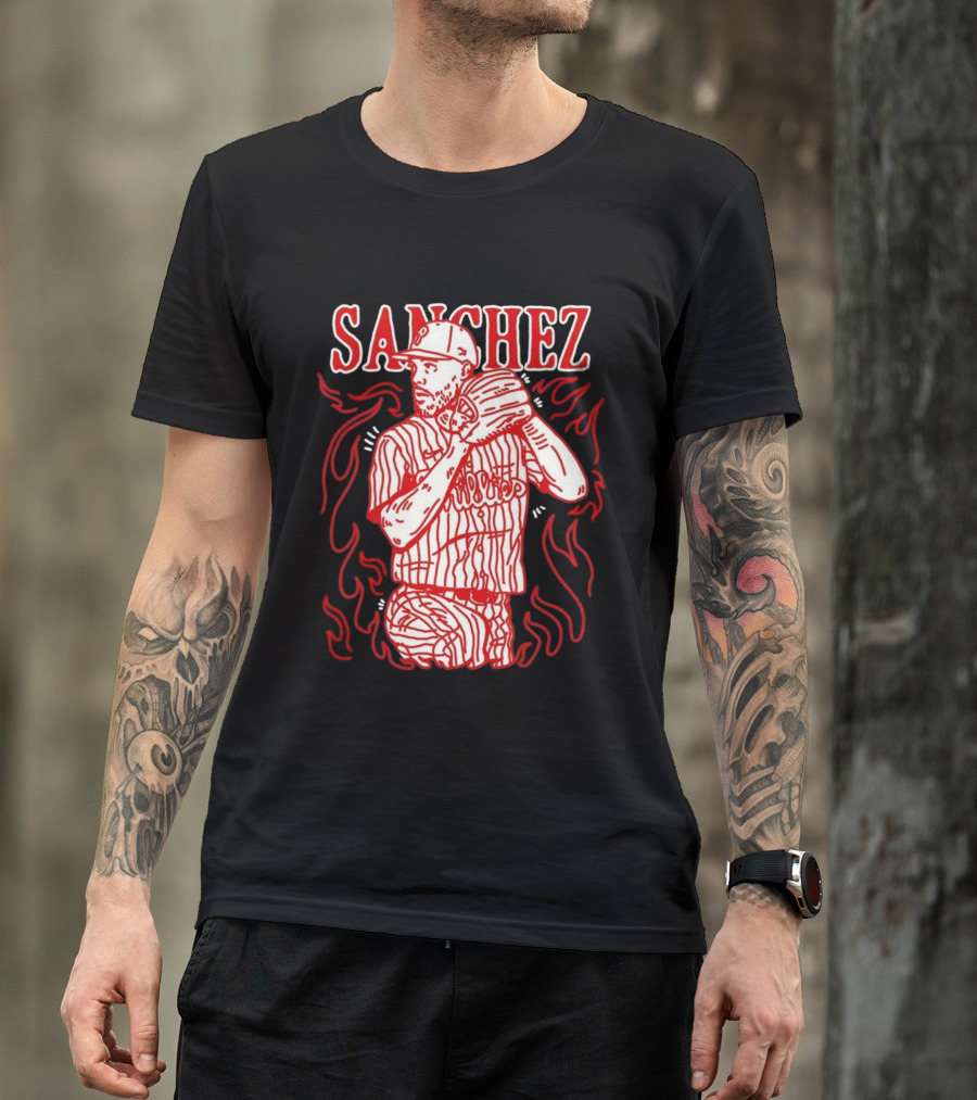 Cristopher Sanchez Philadelphia Phillies Flame Pitcher T-Shirt