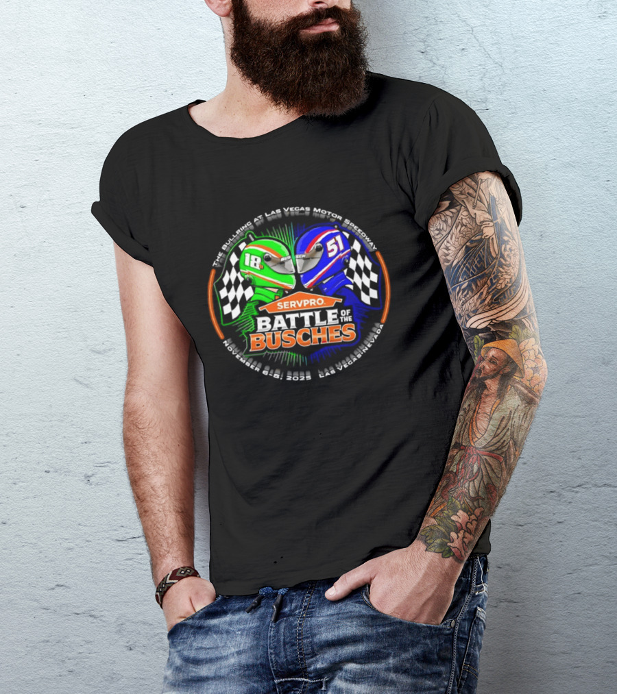 SERVPRO Battle Of The Busches NASCAR Kyle Busch Kurt Busch 18 51 Las Vegas Motor Speedway T-Shirt