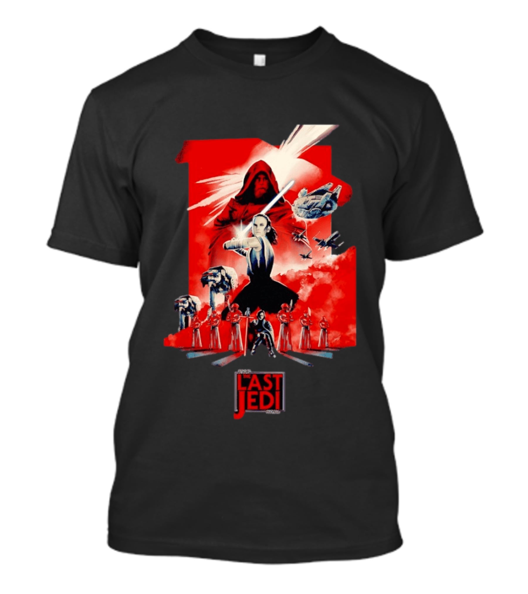 Luke Skywalker Rey Kylo Ren Millennium Falcon X Wing The Last Jedi T-Shirt