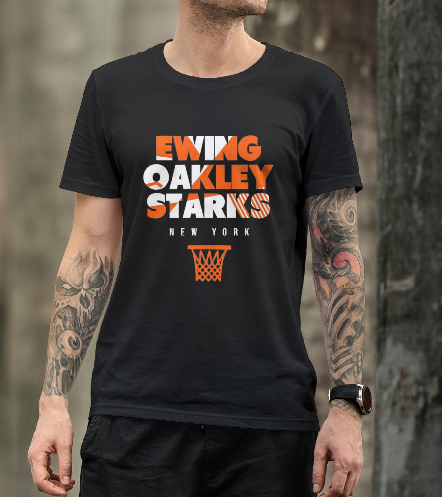 Ewing Oakley Starks New York Knicks Basketball Legends 90s Hoop T-Shirt