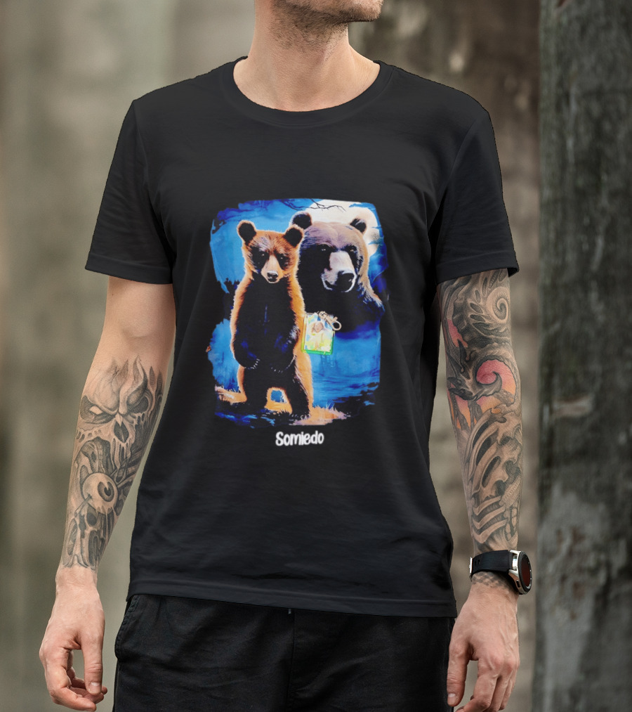 Somiedo Bears Cub Wildlife Art Blue T-Shirt