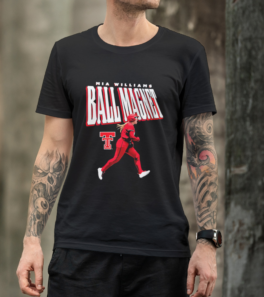 Mia Williams Ball Magnet Texas Tech Logo Running Player T-Shirt