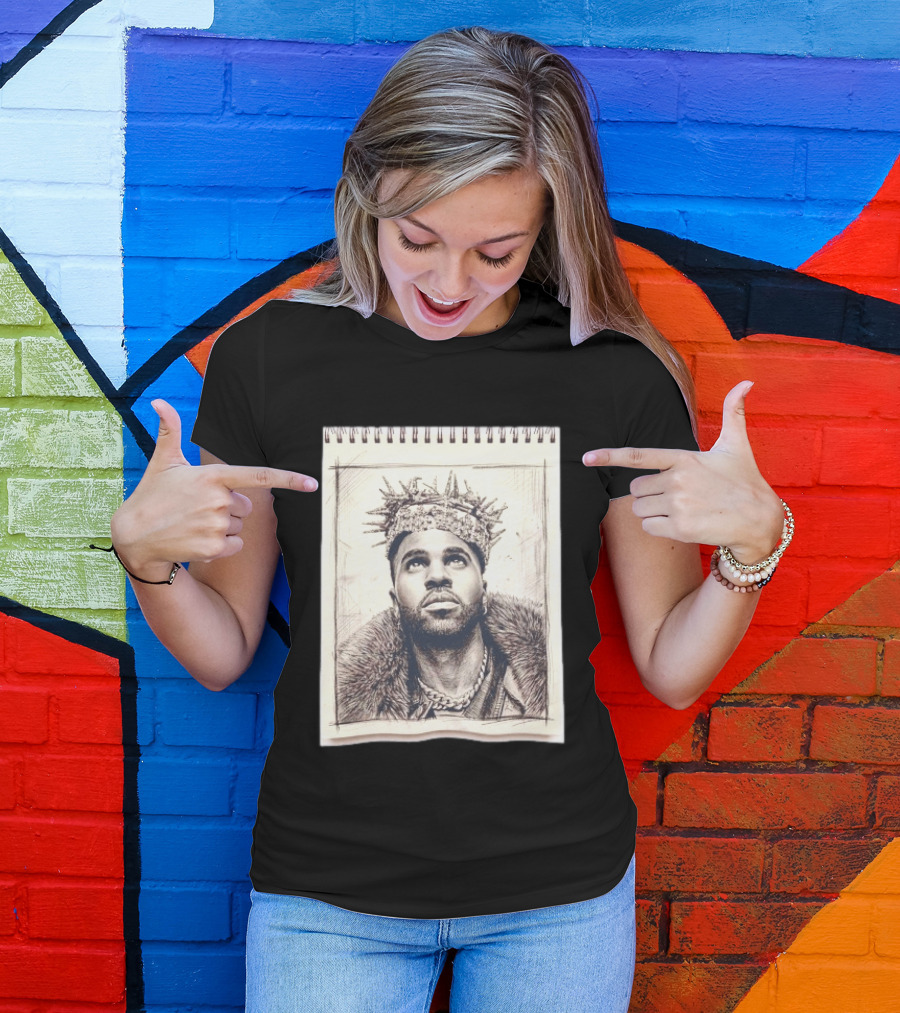 The Big Jason Derulo Sketchbook Crown Fur Chain T-Shirt