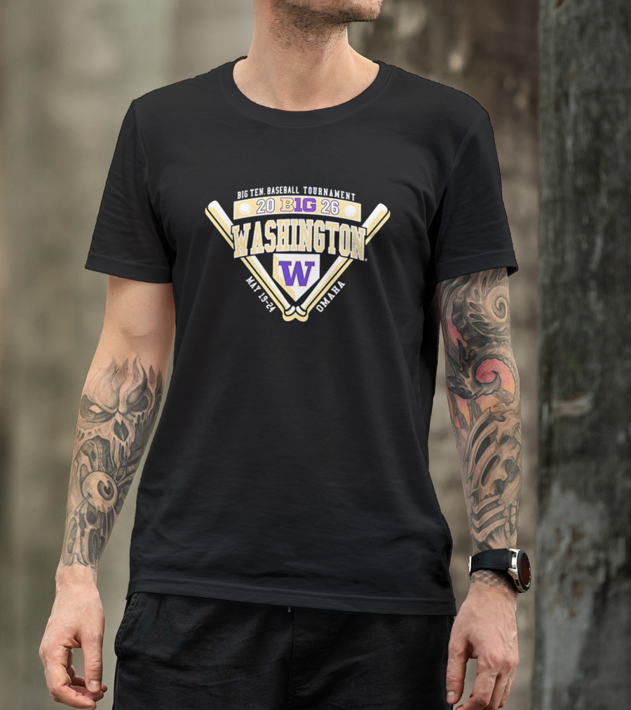 Washington Huskies Big Ten Baseball Tournament 2026 Participant May 19 24 Omaha T-Shirt