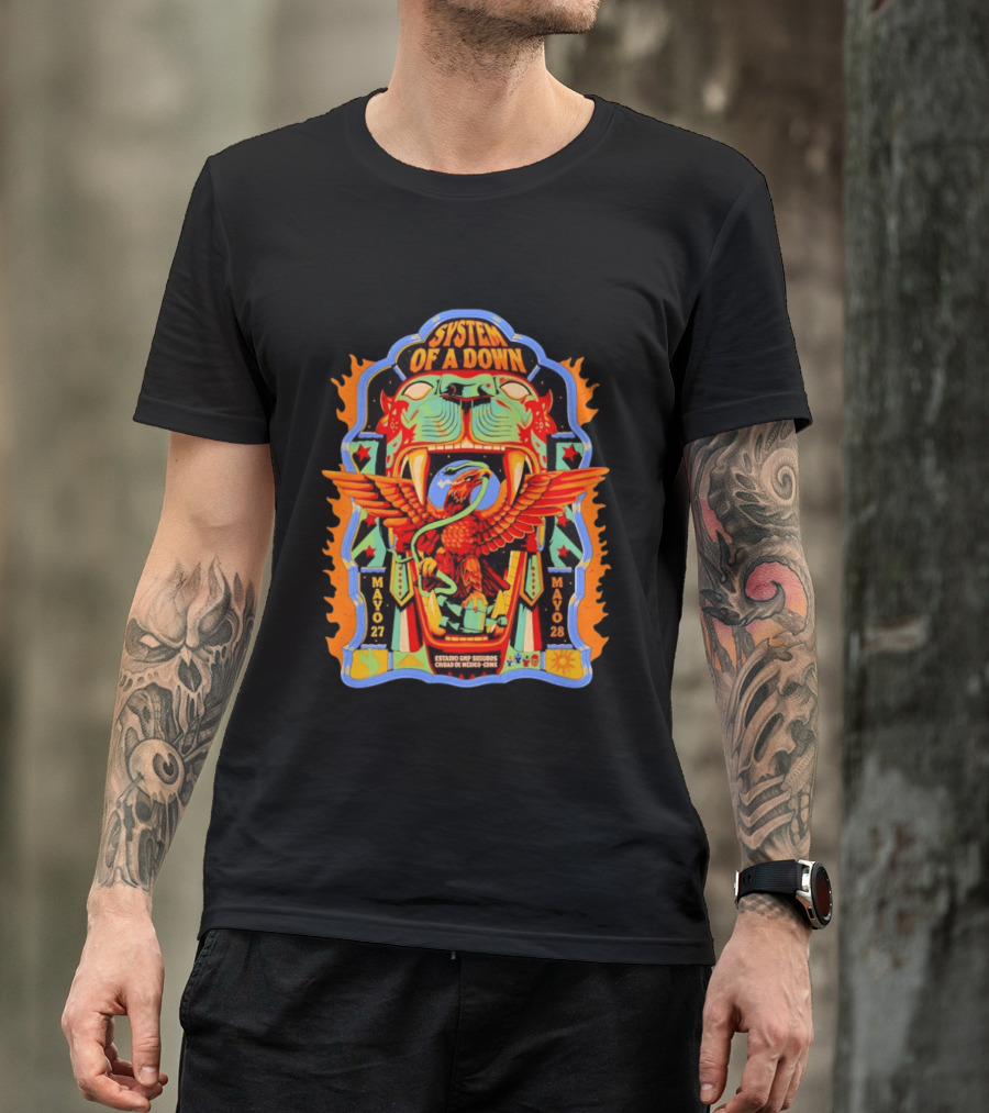System Of A Down Estadio GNP Seguros Ciudad De Mexico May 27 28 2026 Eagle And Jaguar T-Shirt