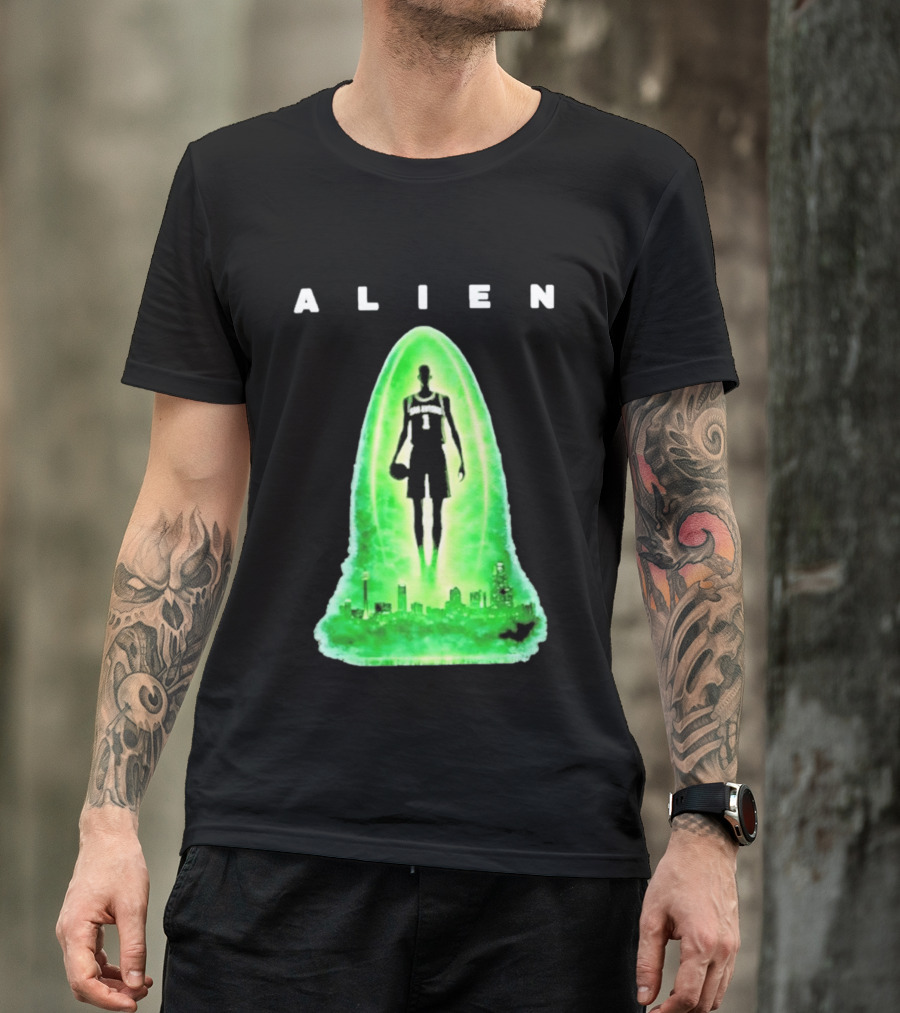Alien Wemby San Antonio Alien Basketball Cityscape T-Shirt
