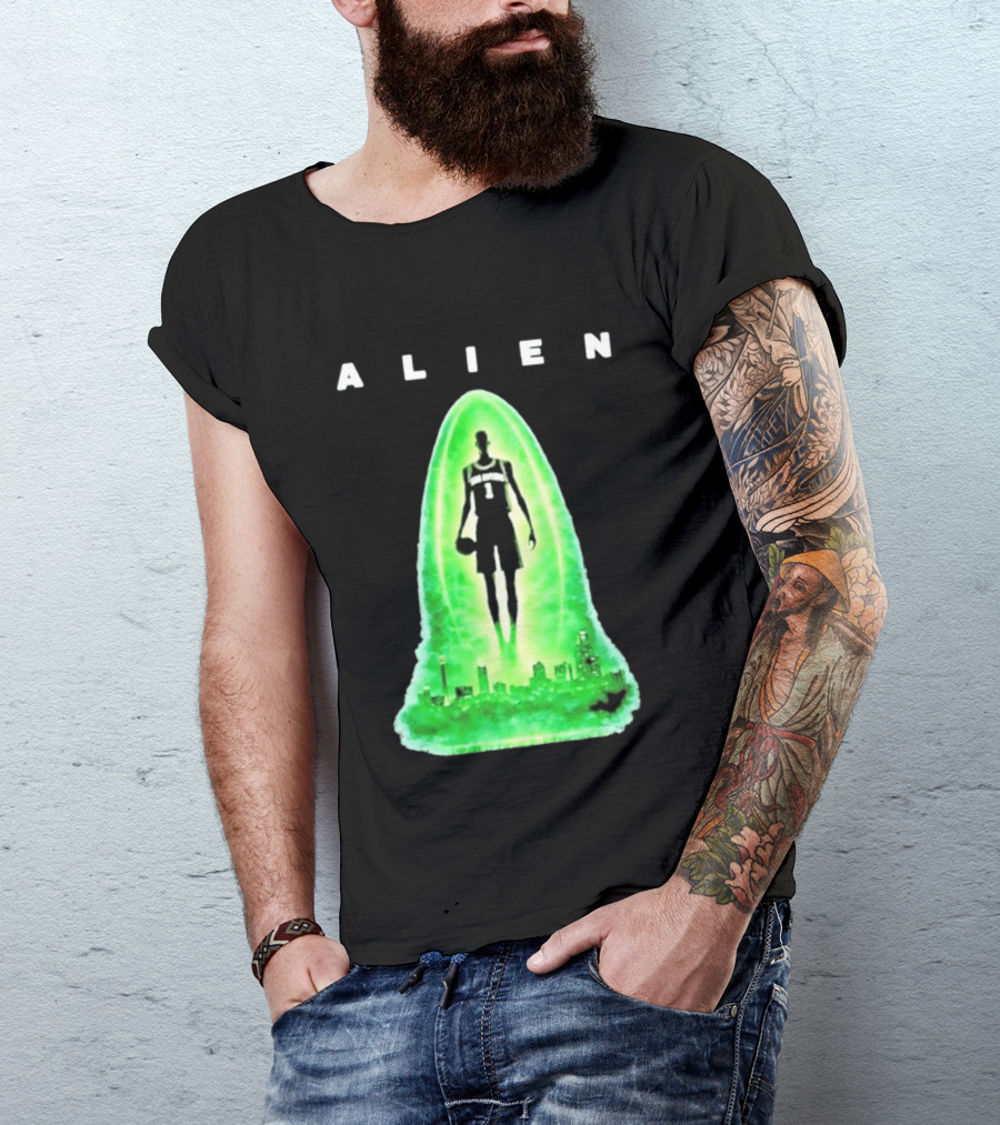 Alien Wemby San Antonio Alien Basketball Cityscape T-Shirt