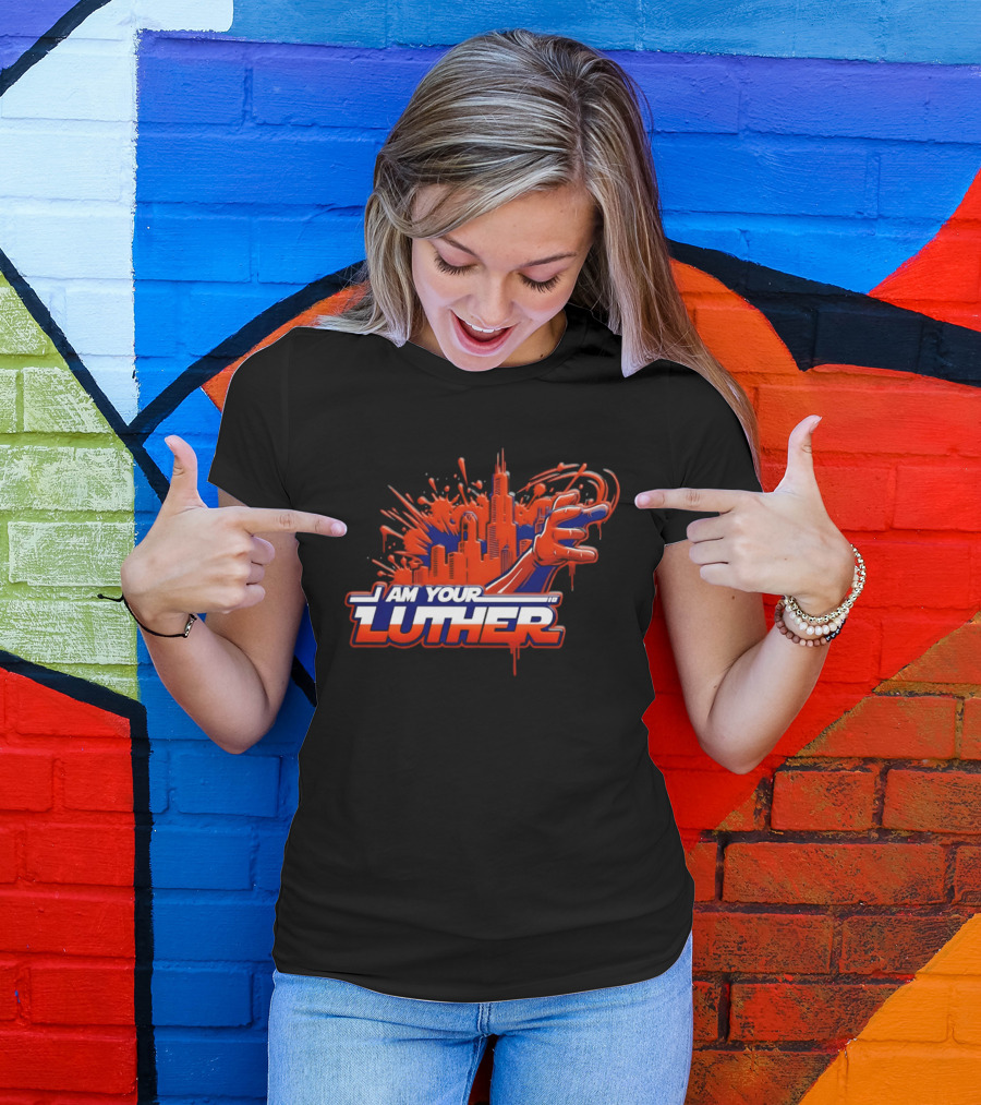Chicago Bears I Am Your Luther Paint Tower Hand T-Shirt
