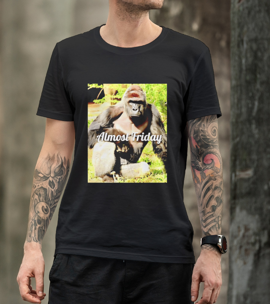 Almost Friday Gorilla Relaxing In Nature T-Shirt