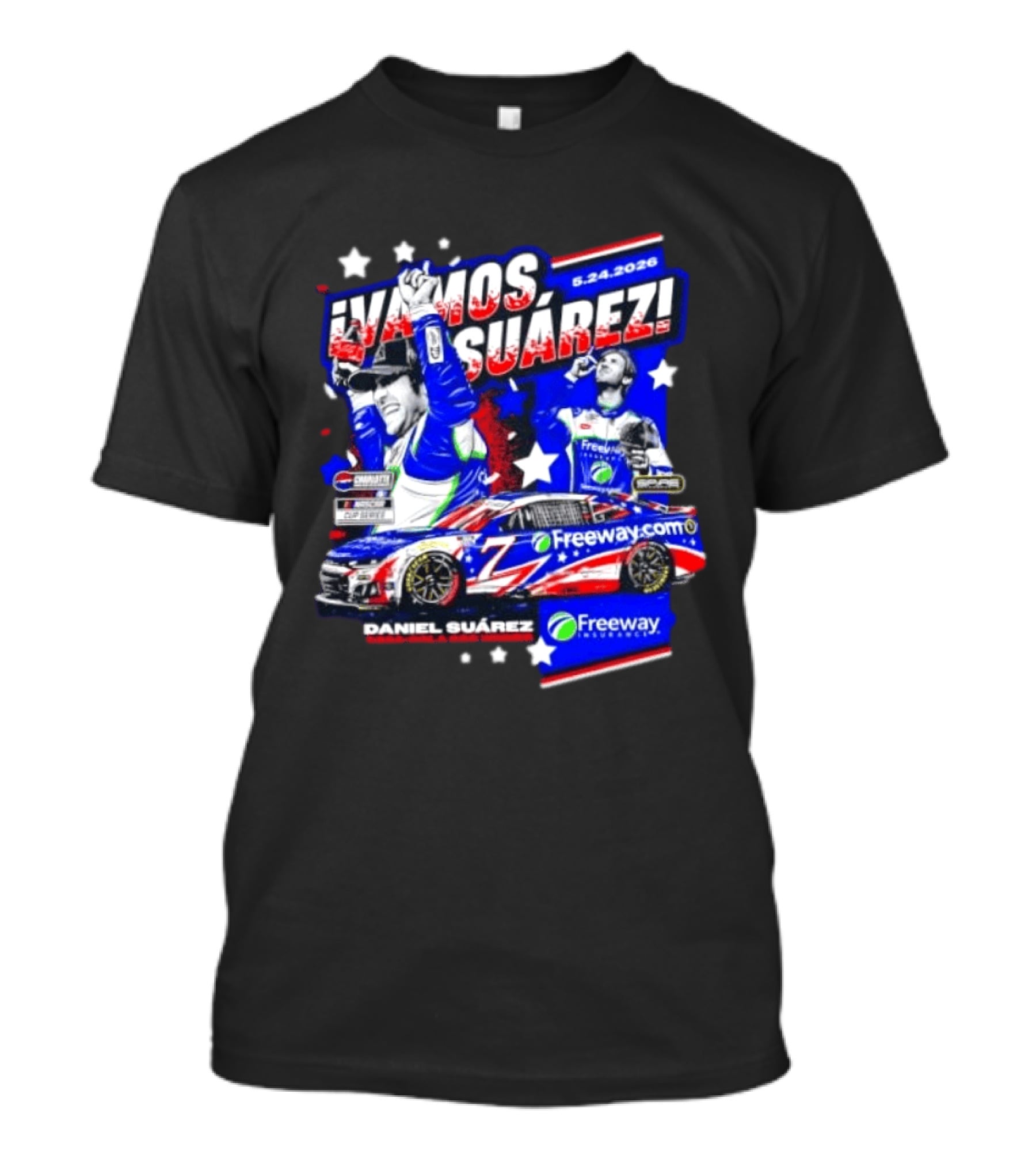 ¡Vamos Suárez! 5.24.2026 Freeway.com Freeway Insurance Daniel Suárez Racing Victory Celebration T-Shirt