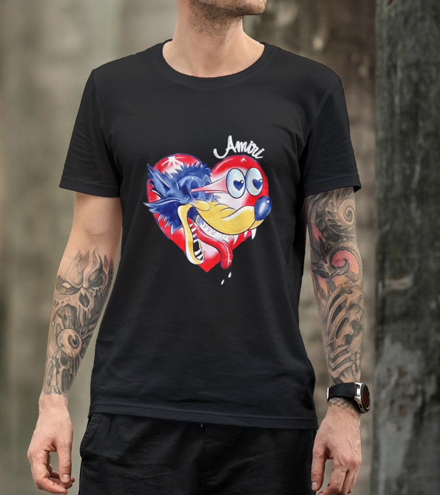 Heart Wolf Amiri Iconic Pop Art Style Fusion T-Shirt