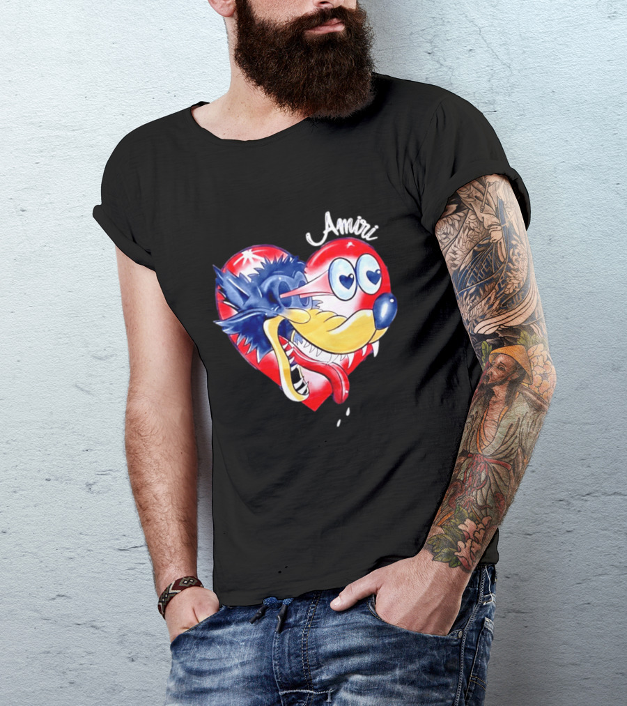 Heart Wolf Amiri Iconic Pop Art Style Fusion T-Shirt