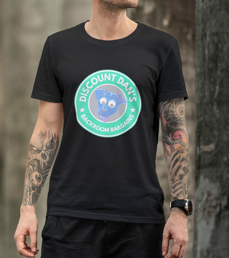 Discount Dan's Backroom Bargains Dog Face Circular T-Shirt