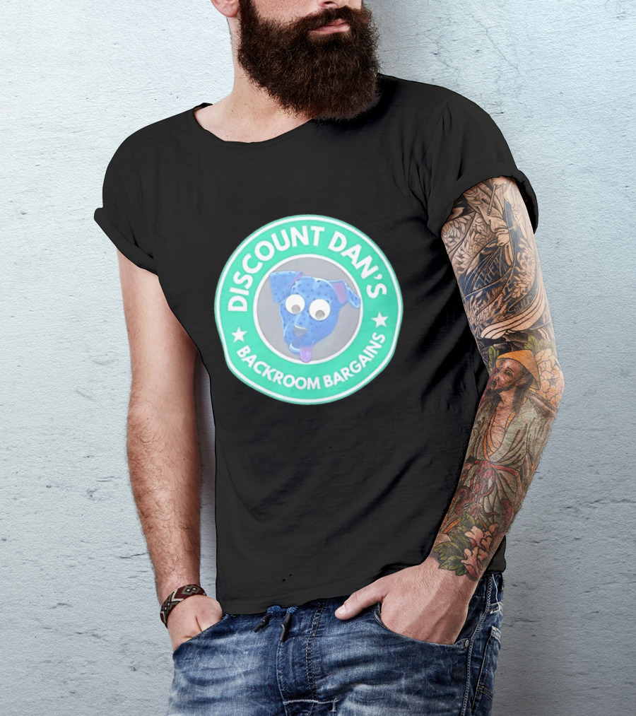 Discount Dan's Backroom Bargains Dog Face Circular T-Shirt