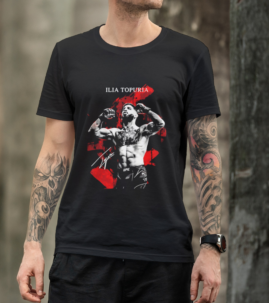 Ilia Topuria UFC Fighter Bold Red Abstract T-Shirt