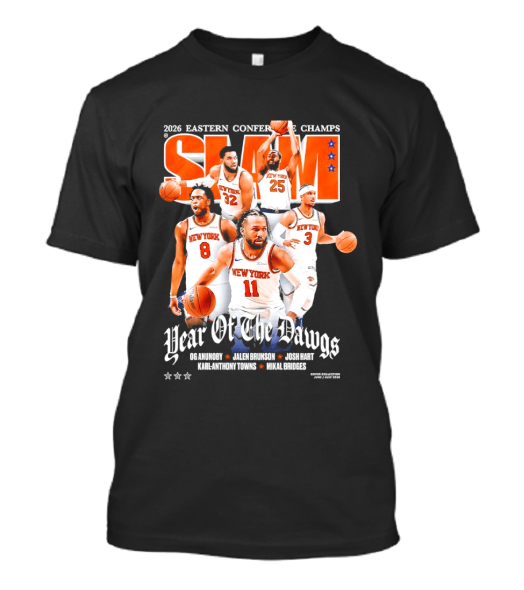 2023 Eastern Conference Champs New York Knicks SLAM Year Of The Dawgs Jalen Brunson Josh Hart Karl Anthony Towns T-Shirt
