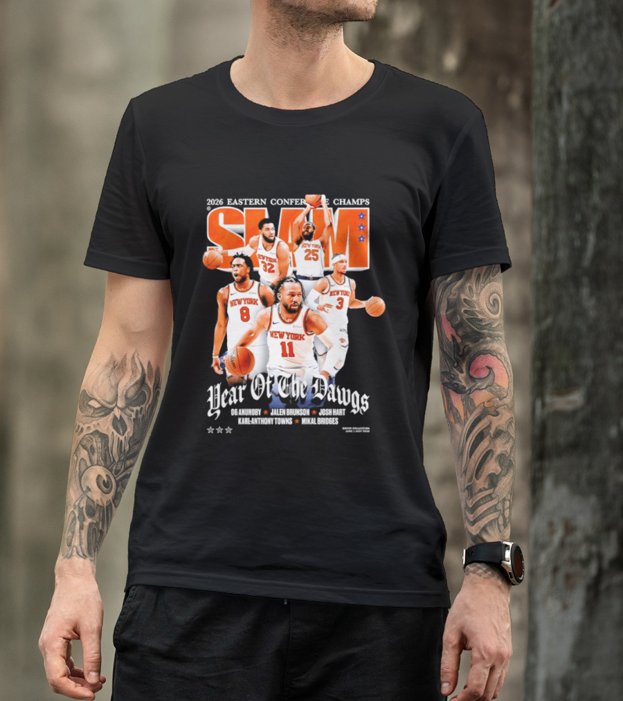 2023 Eastern Conference Champs New York Knicks SLAM Year Of The Dawgs Jalen Brunson Josh Hart Karl Anthony Towns T-Shirt