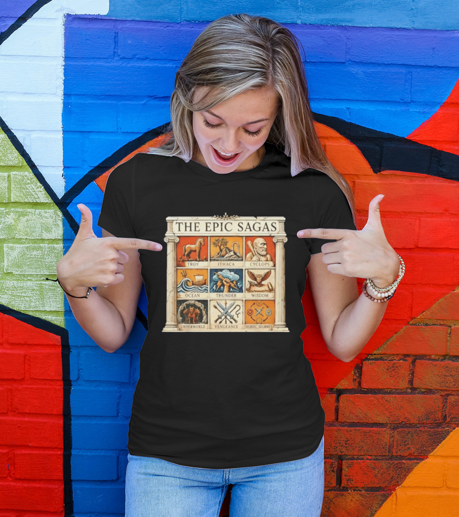 The Epic Sagas Odysseus Trojan War Ocean Thunder Underworld Cyclops Vengeance Heroic Journey T-Shirt