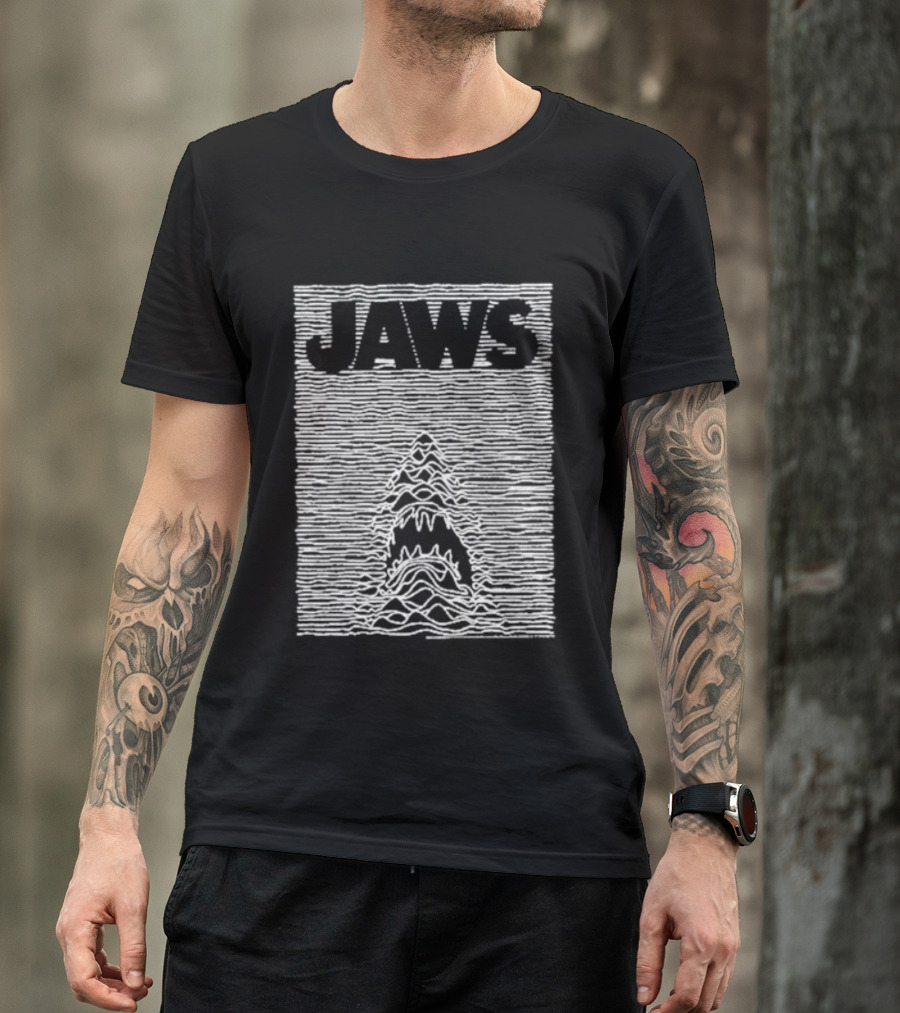 Jaws Unknown Pleasures Album Cover Mashup T-Shirt