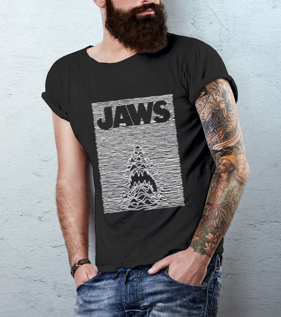 Jaws Unknown Pleasures Album Cover Mashup T-Shirt