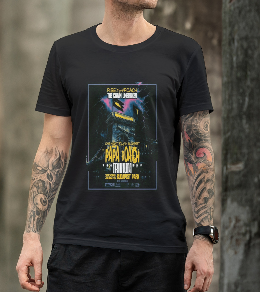 Papa Roach Trivium Live Budapest Park June 09 2026 The Chain Unbroken Concert T-Shirt