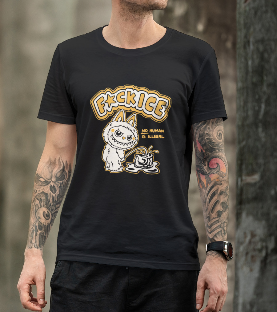 Fck Ice No Human Is Illegal Meme Labubu T-Shirt
