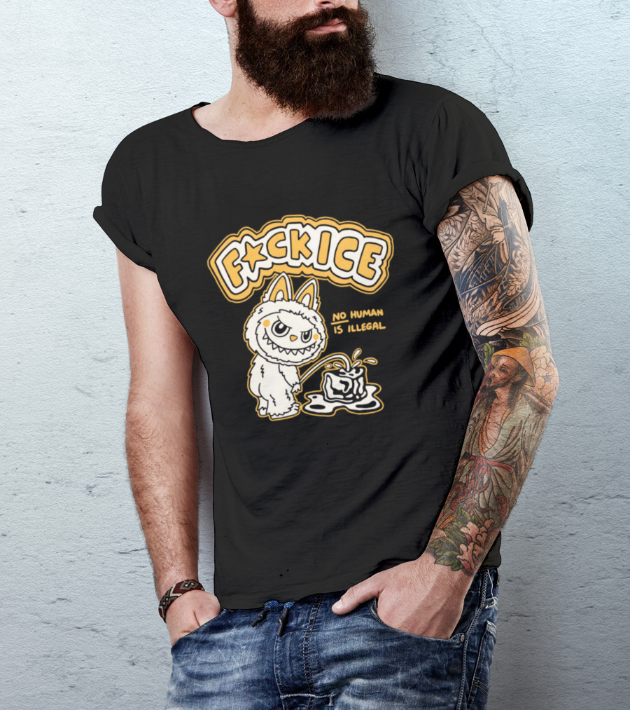 Fck Ice No Human Is Illegal Meme Labubu T-Shirt