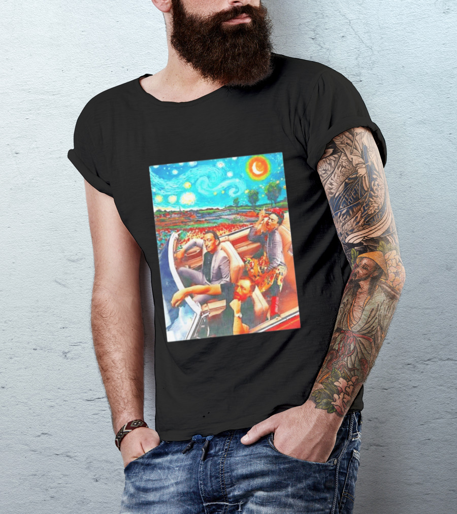 Salvador Dalí Frida Kahlo Vincent Van Gogh Starry Night Road Trip T-Shirt