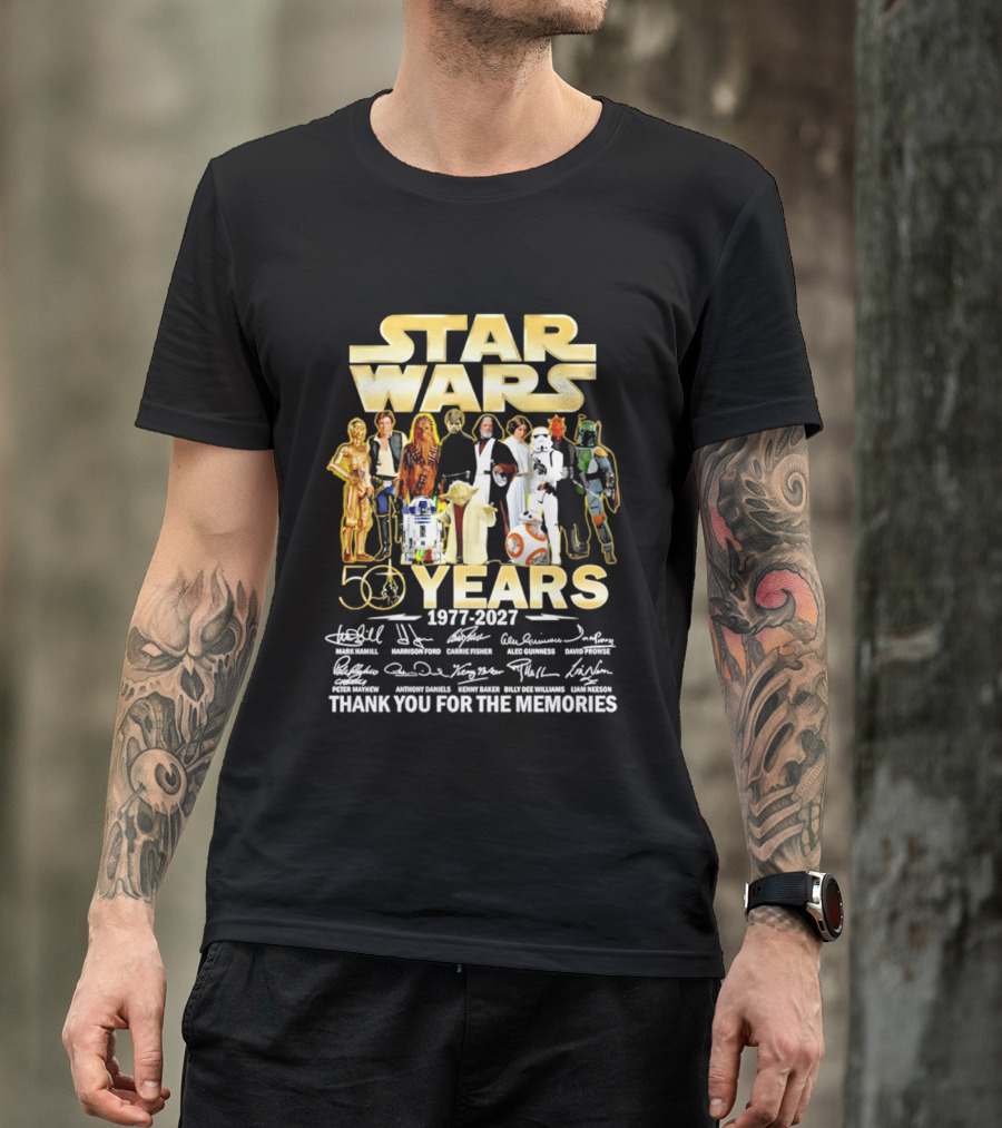 Star Wars 50 Years 1977 2027 Thank You For The Memories With Iconic Signatures T-Shirt