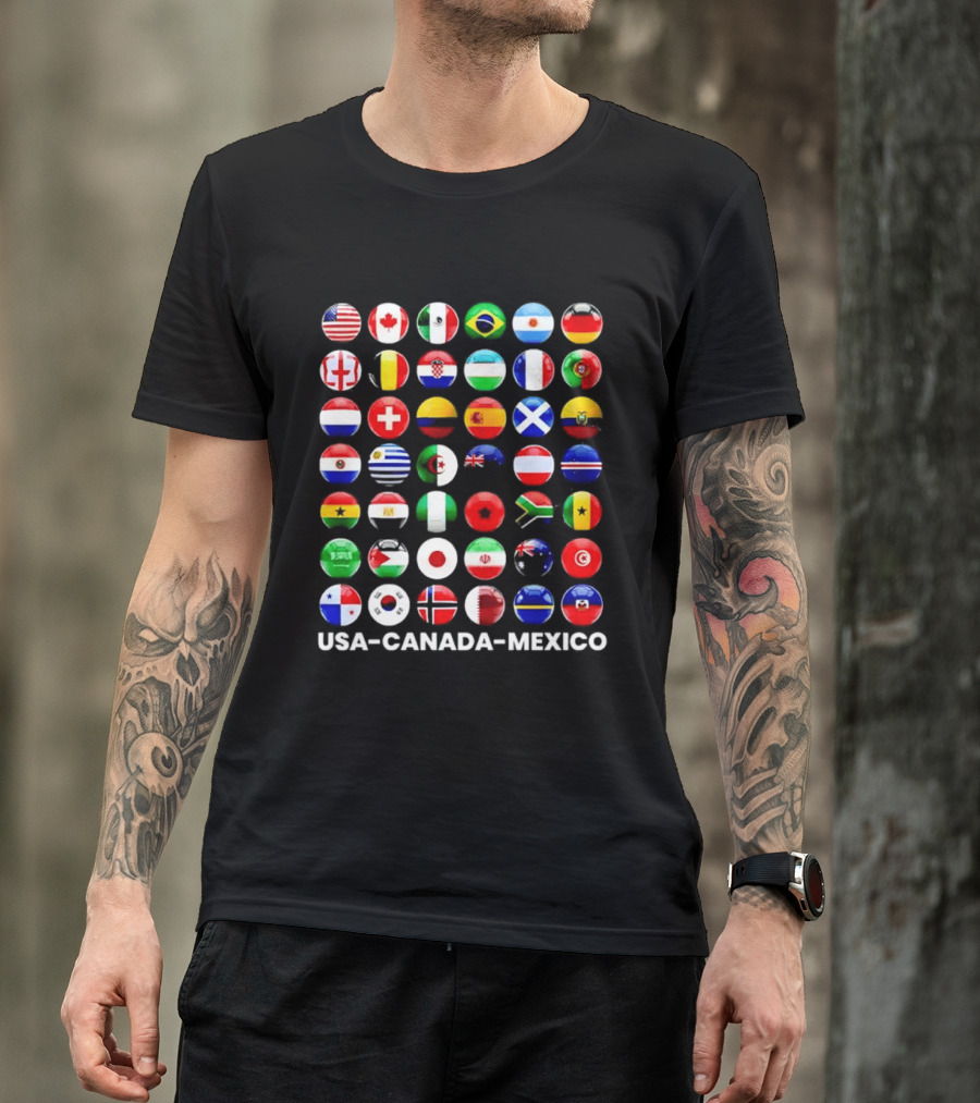 USA Canada Mexico Soccer Tournament All Country Flags United Nations Football Nations T-Shirt
