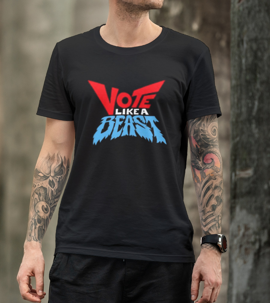 Vote Like A Beast Bold Red Blue T-Shirt