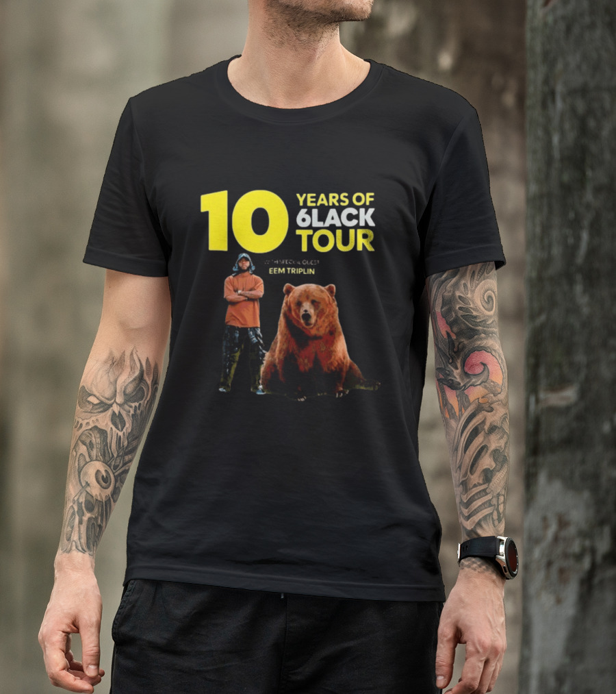 10 Years Of 6lack Tour Eem Triplin Brown Bear T-Shirt