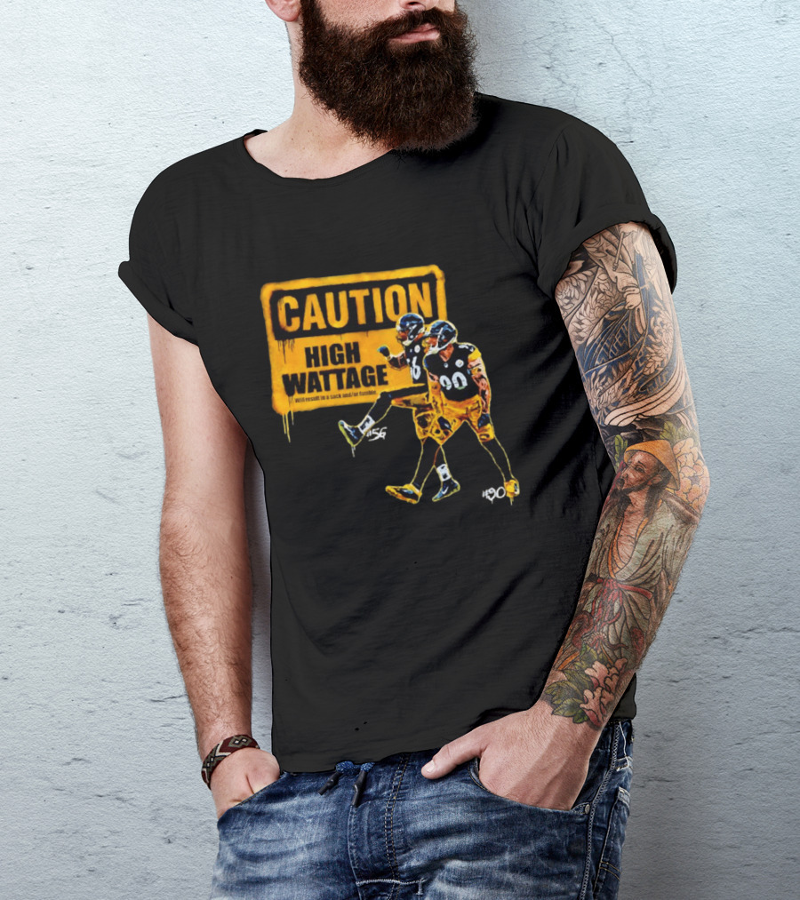 Caution High Wattage Alex Highsmith TJ Watt Pittsburgh Steelers Sack T-Shirt