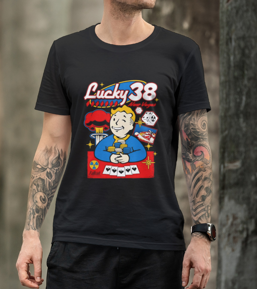 Lucky 38 New Vegas Vault Boy Poker Explosion T-Shirt