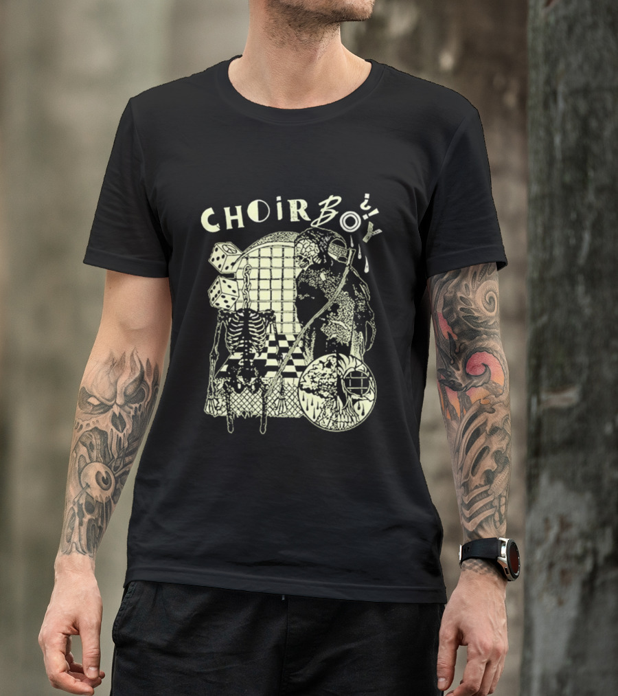 Choir Boy Reaper Skeleton Chessboard T-Shirt