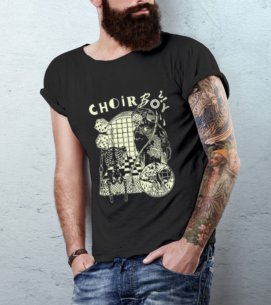 Choir Boy Reaper Skeleton Chessboard T-Shirt
