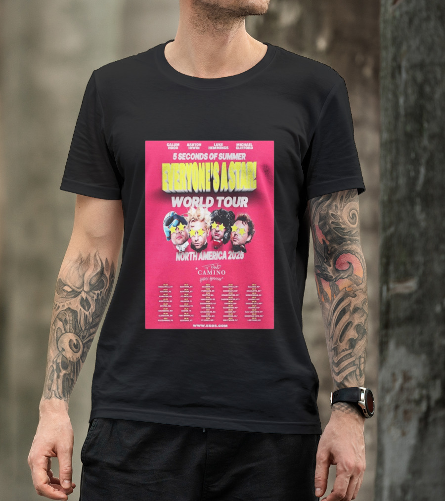 5 Seconds Of Summer Everyone's A Star World Tour North America 2026 Haiden Henderson T-Shirt