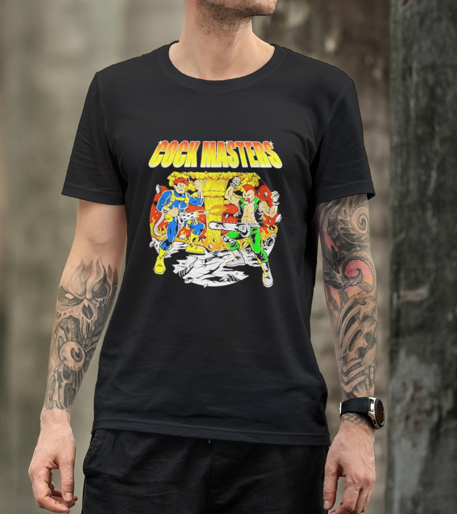 Cock Masters Cartoon Characters With Classic Action Pose T-Shirt