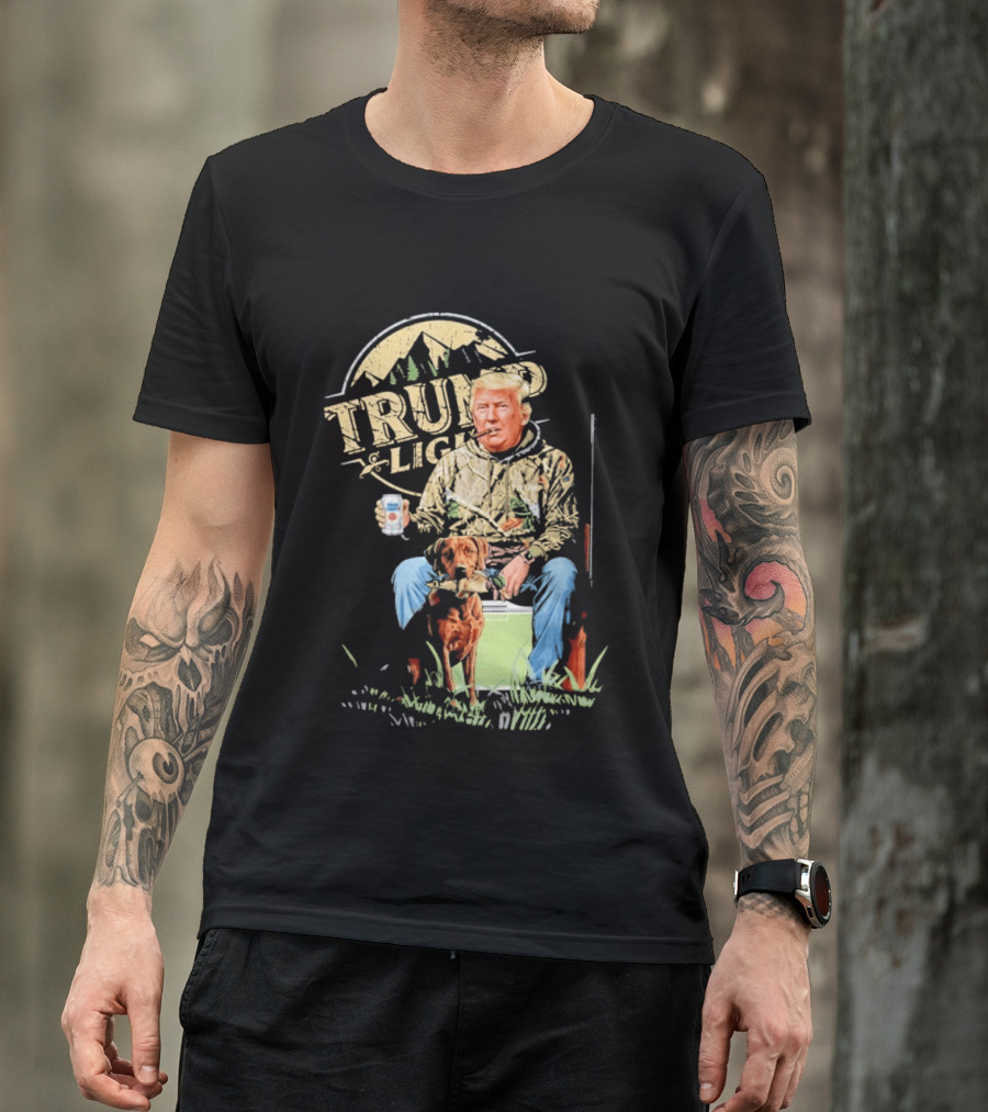 Trump Light Countryside Hunting With Dog And Beer T-Shirt