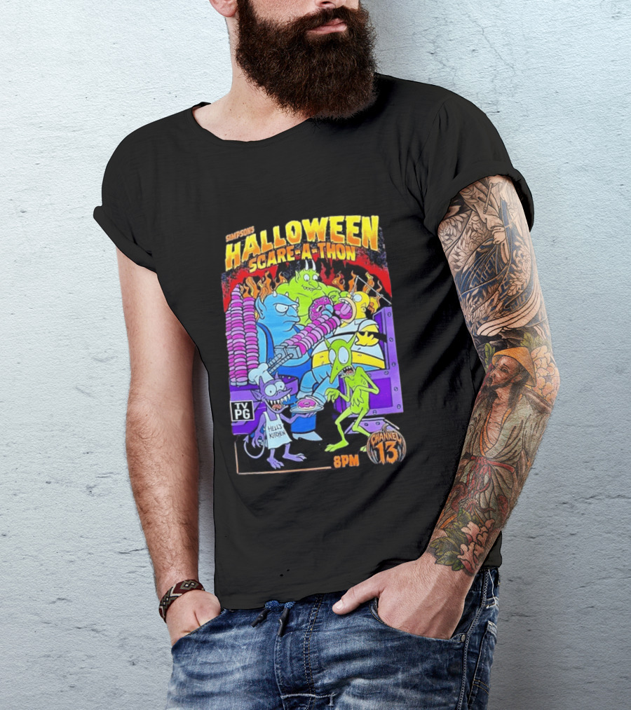 Simpsons Halloween Scare A Thon TV PG 8PM Channel 13 Hell's Kitchen Monsters And Aliens T-Shirt