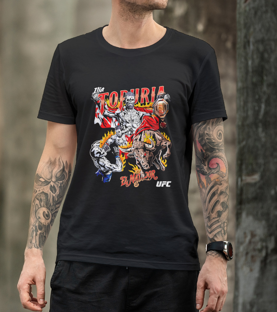 Ilia Topuria UFC El Matador Bullfighter Hand Drawn T-Shirt