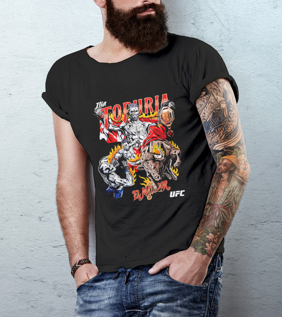 Ilia Topuria UFC El Matador Bullfighter Hand Drawn T-Shirt