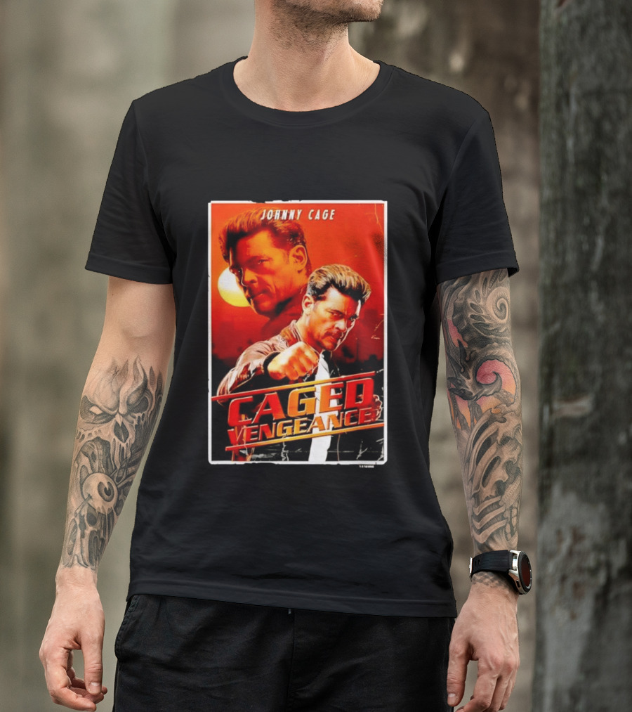 Johnny Cage Caged Vengeance Retro Action Movie T-Shirt