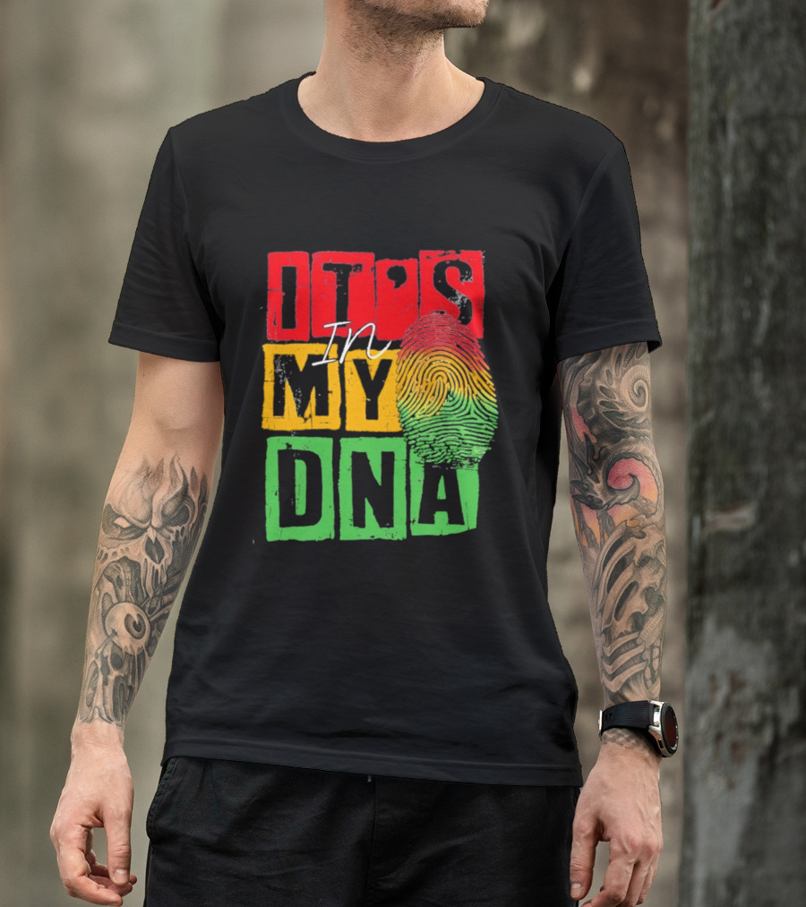 Juneteenth Black Queen It's In My DNA Fingerprint Red Yellow Green T-Shirt