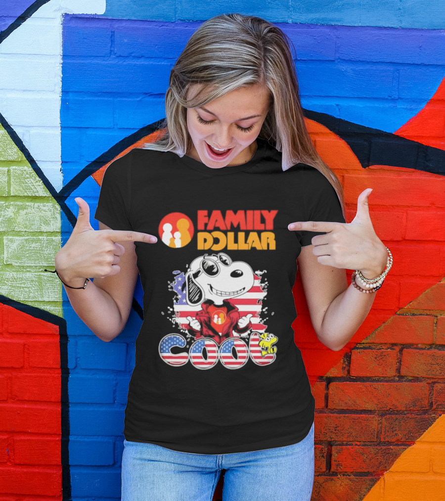 Family Dollar Snoopy I Love Cool Woodstock American Flag T-Shirt