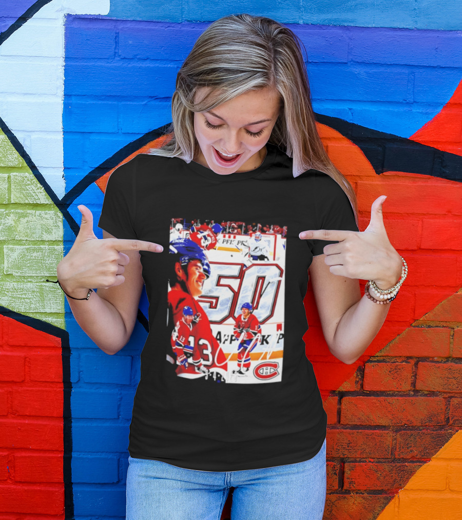 Montreal Canadiens Cole Caufield 50 Goals Celebration 2026 T-Shirt