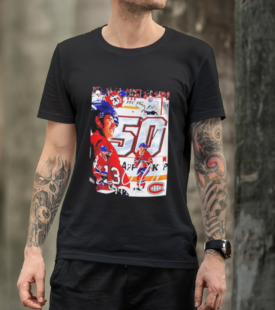 Montreal Canadiens Cole Caufield 50 Goals Celebration 2026 T-Shirt