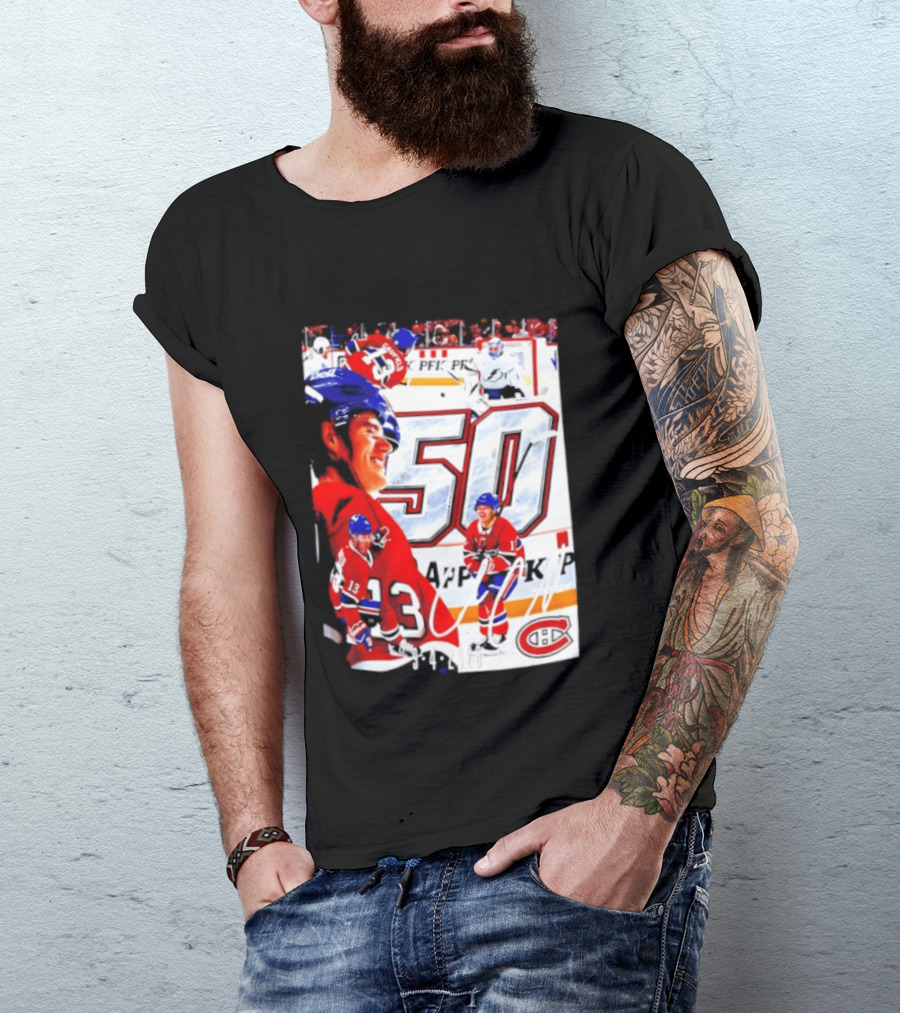 Montreal Canadiens Cole Caufield 50 Goals Celebration 2026 T-Shirt