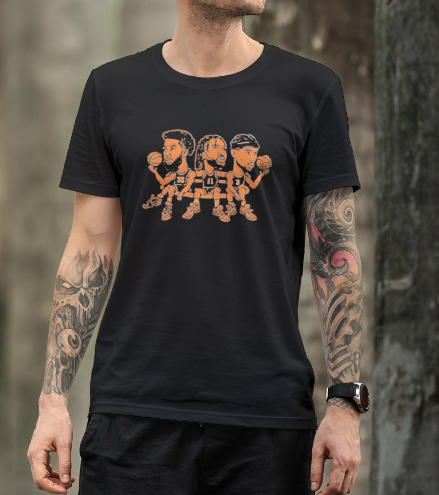 New York Knicks Karl Anthony Towns Jalen Brunson Josh Hart Big Three Caricature 32 41 3 T-Shirt